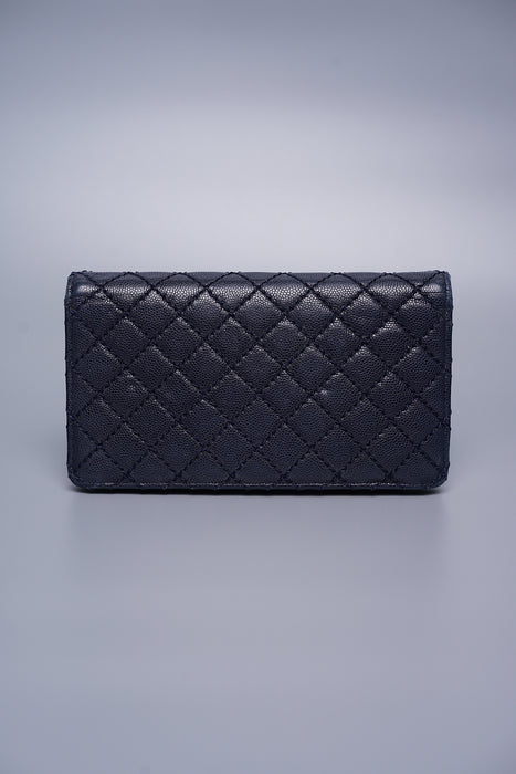 Chanel Long Flap Wallet in Navy Caviar