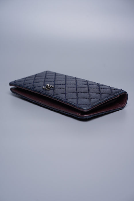 Chanel Long Flap Wallet in Navy Caviar