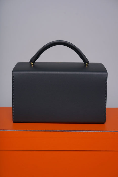 Hermes Petit H Minaudiere in Blue Sapphire / Vert Bosphore Ghw (Brand New)