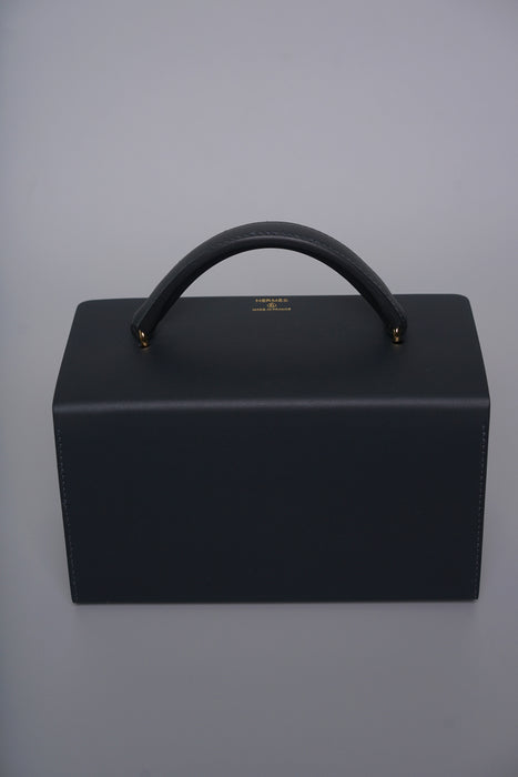 Hermes Petit H Minaudiere in Blue Sapphire / Vert Bosphore Ghw (Brand New)