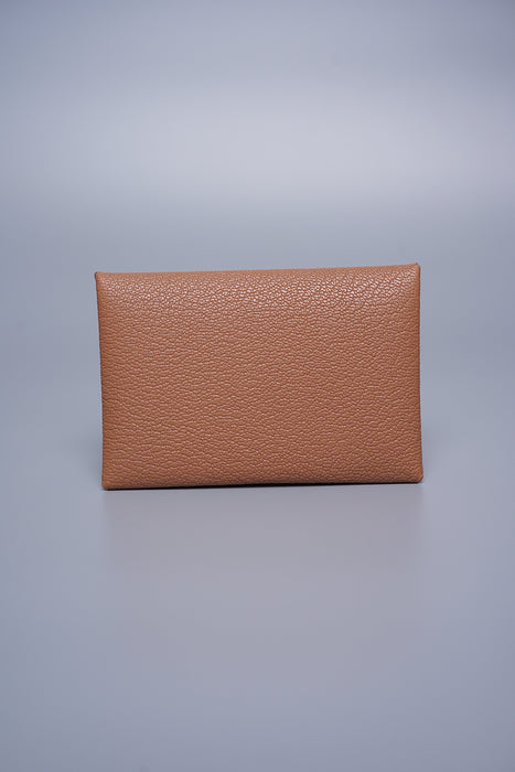 Hermes Calvi Cardholder Verso in Quebracho/Mauve (Brand New)