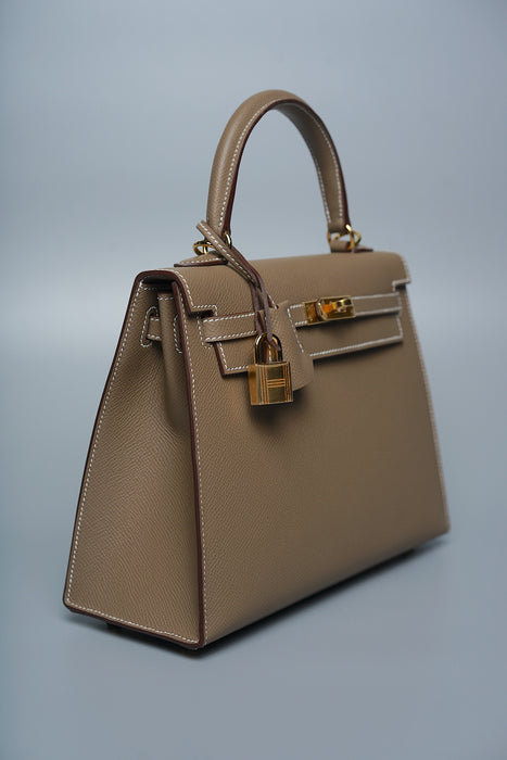 Hermes Kelly 25 in Etoupe Ghw (Brand New)