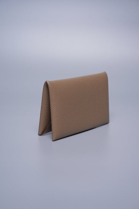 Hermes Calvi Cardholder in Etoupe Epsom (Brand New)