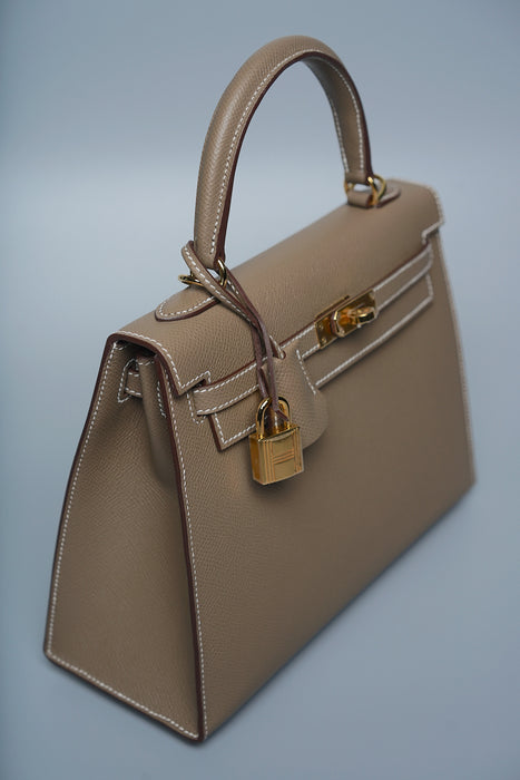 Hermes Kelly 25 in Etoupe Ghw (Brand New)