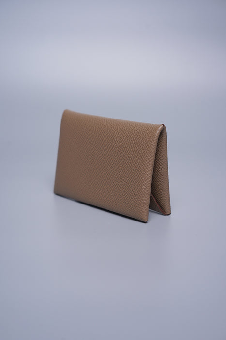 Hermes Calvi Cardholder in Etoupe Epsom (Brand New)