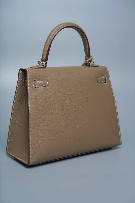 Hermes Kelly 25 in Etoupe Ghw (Brand New)