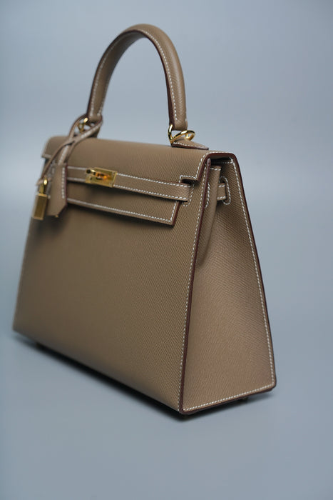 Hermes Kelly 25 in Etoupe Ghw (Brand New)