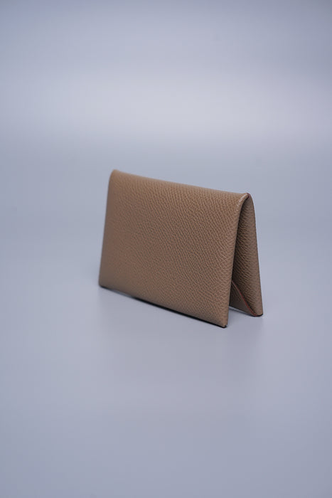 Hermes Calvi Cardholder in Etoupe Epsom (Brand New)