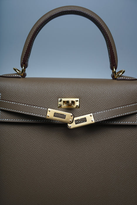 Hermes Kelly 25 in Etoupe Ghw (Brand New)