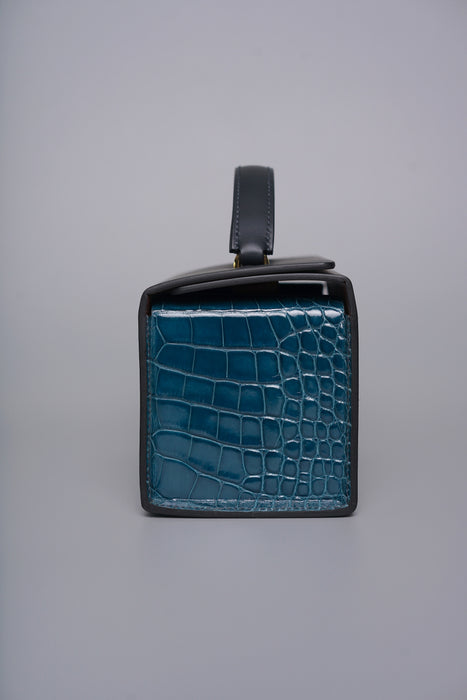 Hermes Petit H Minaudiere in Blue Sapphire / Vert Bosphore Ghw (Brand New)