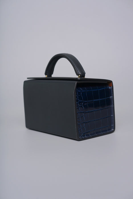 Hermes Petit H Minaudiere in Blue Sapphire / Vert Bosphore Ghw (Brand New)