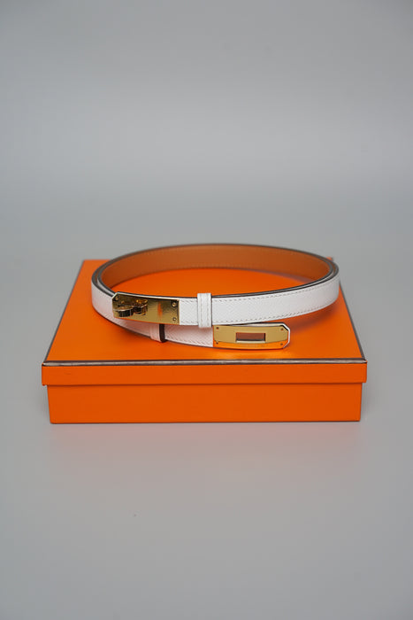 Hermes Kelly 18 Belt in Blanc Ghw (Brand New)