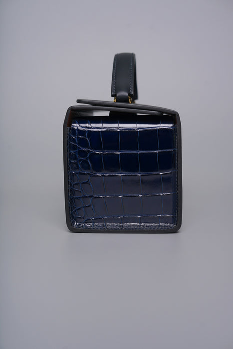 Hermes Petit H Minaudiere in Blue Sapphire / Vert Bosphore Ghw (Brand New)