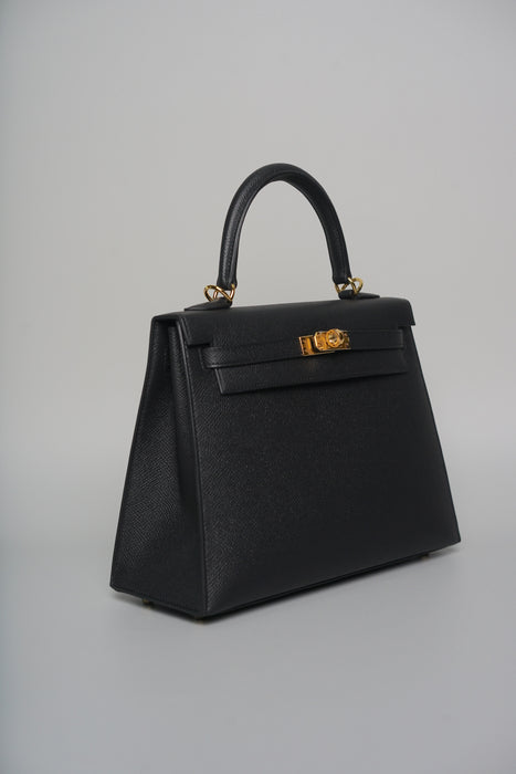 Hermes Kelly 25 in Black Epsom Ghw (Brand New)