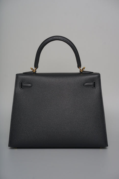 Hermes Kelly 25 in Black Epsom Ghw (Brand New)