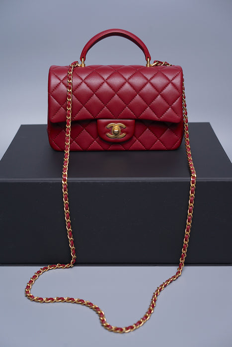 Chanel Burgundy Flap Bag in Top Handle