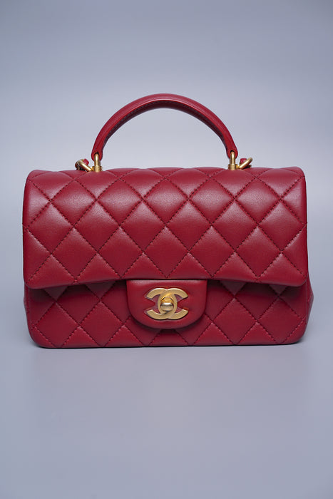 Chanel Burgundy Flap Bag in Top Handle