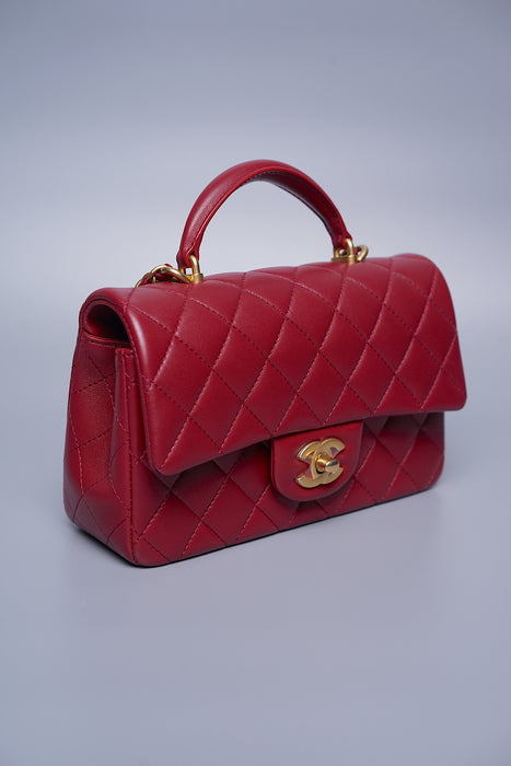 Chanel Burgundy Flap Bag in Top Handle