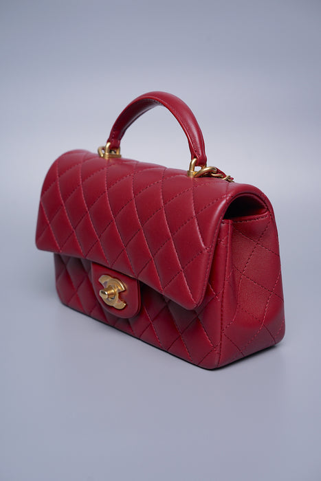 Chanel Burgundy Flap Bag in Top Handle