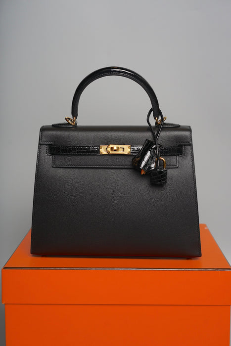Hermes Kelly 25 Touch in Black Madame Shiny Alligator Ghw (Brand New)