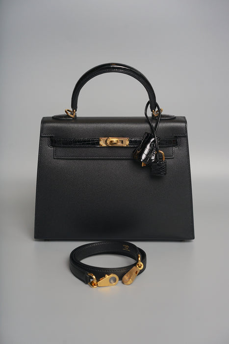 Hermes Kelly 25 Touch in Black Madame Shiny Alligator Ghw (Brand New)