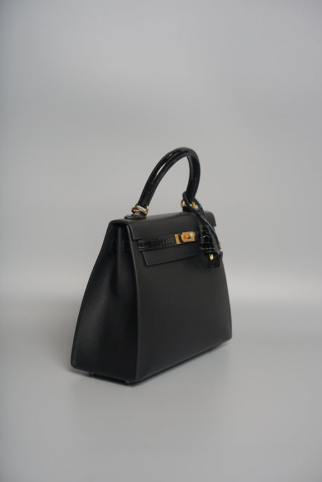 Hermes Kelly 25 Touch in Black Madame Shiny Alligator Ghw (Brand New)