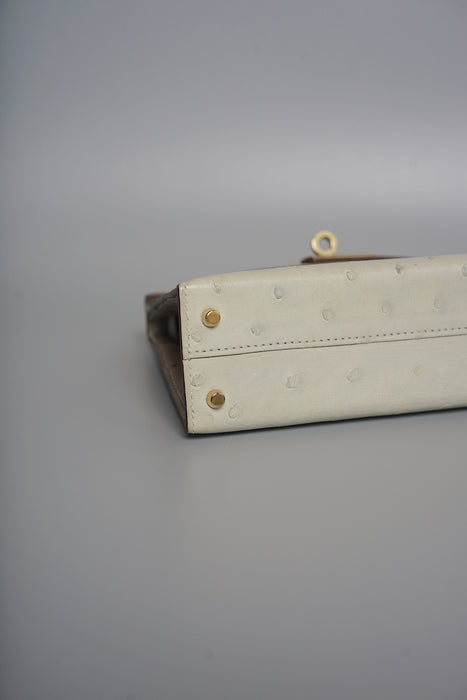 Hermes Kelly 20 in Gris Perle x Gris T Ostrich Pmb (Brand New)