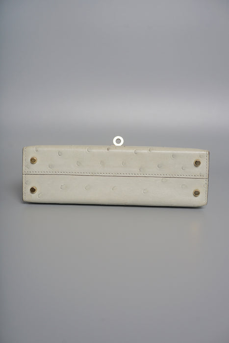 Hermes Kelly 20 in Gris Perle x Gris T Ostrich Pmb (Brand New)