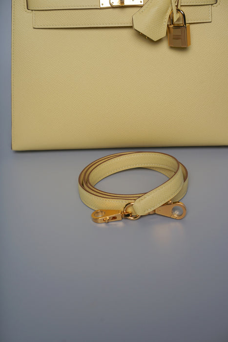 Hermes Kelly 25 in Jaune Poussin Epsom Ghw