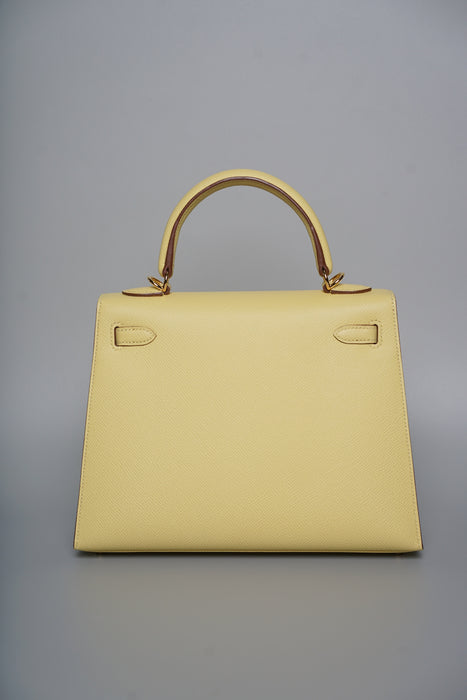 Hermes Kelly 25 in Jaune Poussin Epsom Ghw