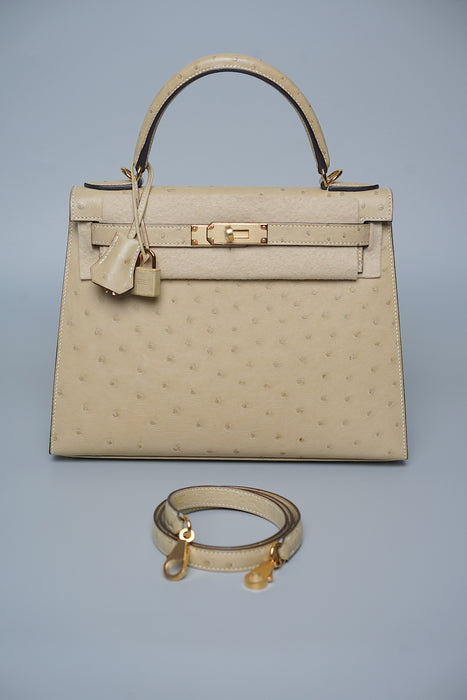 Hermes Kelly 28 in Trench Ostrich Ghw (Brand New)