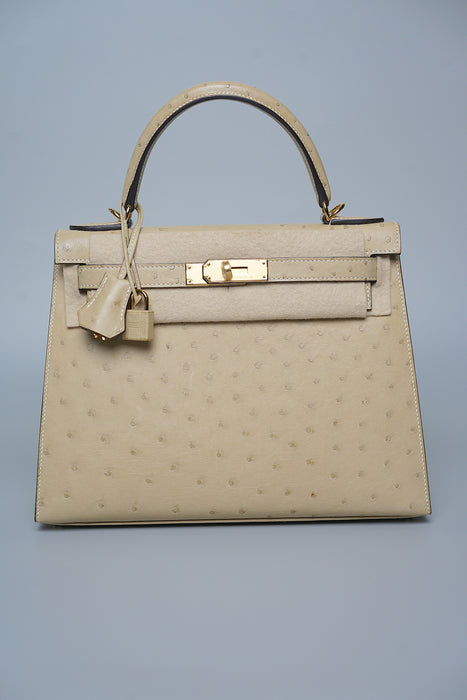 Hermes Kelly 28 in Trench Ostrich Ghw (Brand New)