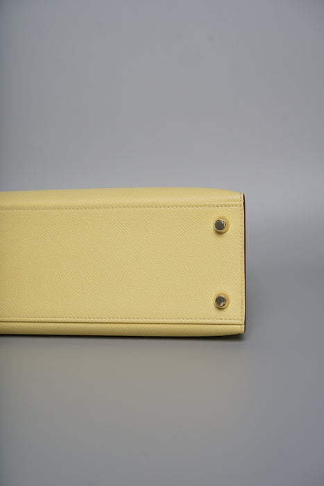 Hermes Kelly 25 in Jaune Poussin Epsom Ghw