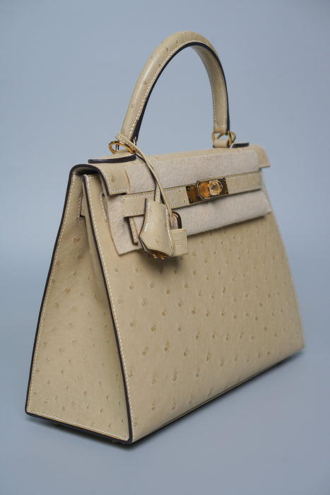 Hermes Kelly 28 in Trench Ostrich Ghw (Brand New)