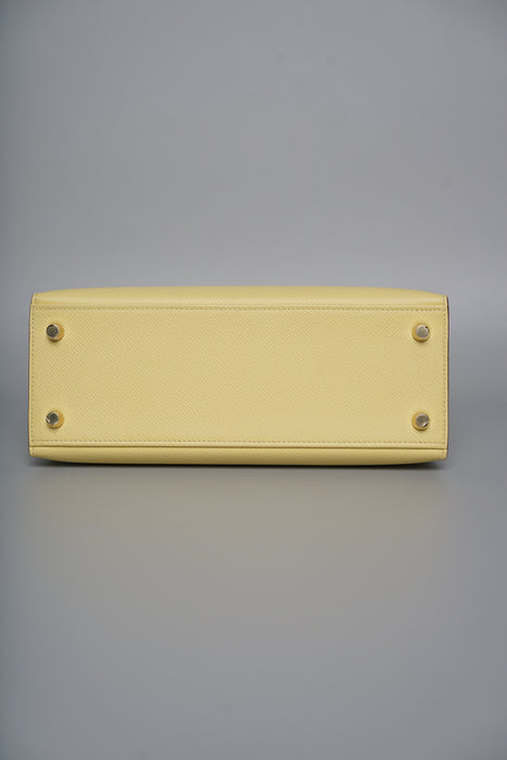 Hermes Kelly 25 in Jaune Poussin Epsom Ghw