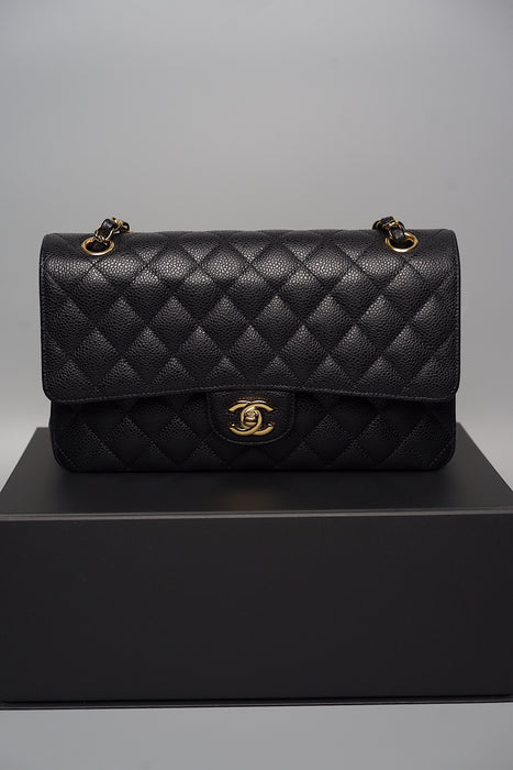 Chanel Double Medium Flap in Black Caviar Ghw