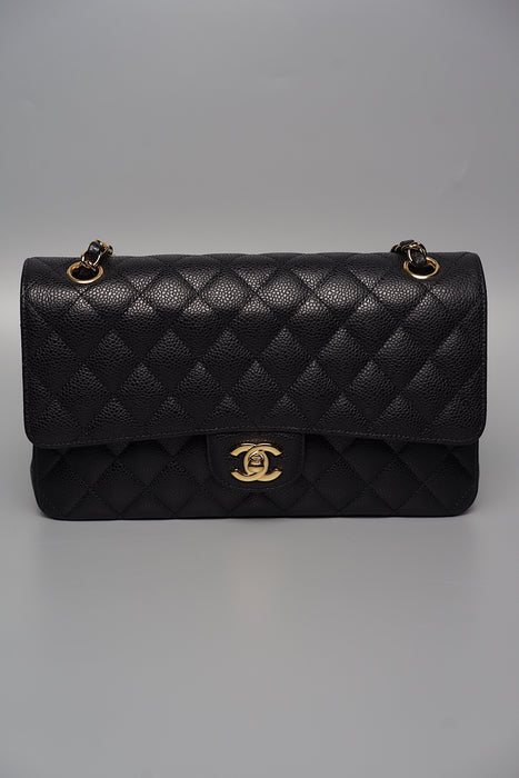 Chanel Double Medium Flap in Black Caviar Ghw