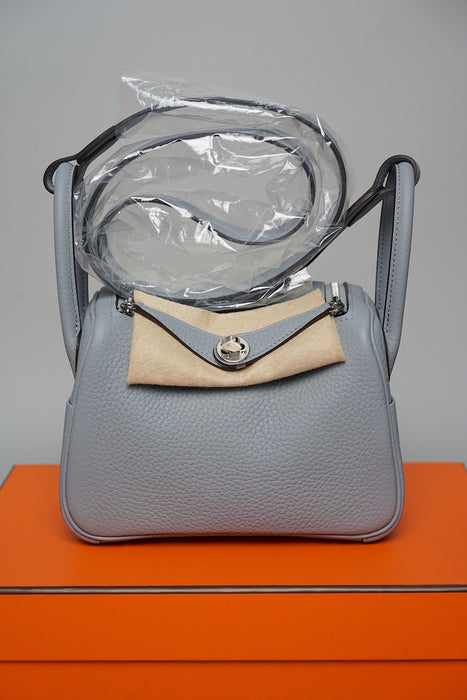 Hermes Mini Lindy II in Gris Pantin Phw (Brand New)