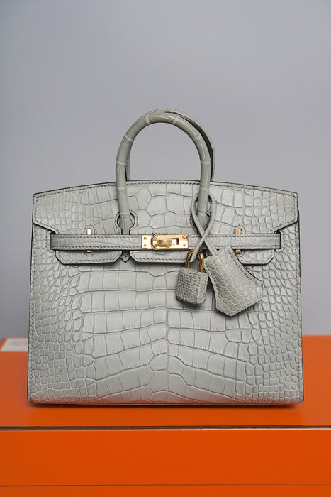 Hermes Birkin 20 in Gris Ciment Matte Alligator Ghw (Brand New)