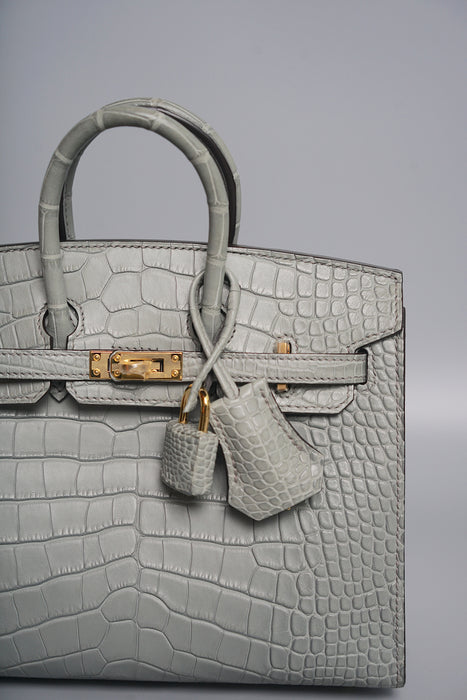 Hermes Birkin 20 in Gris Ciment Matte Alligator Ghw (Brand New)
