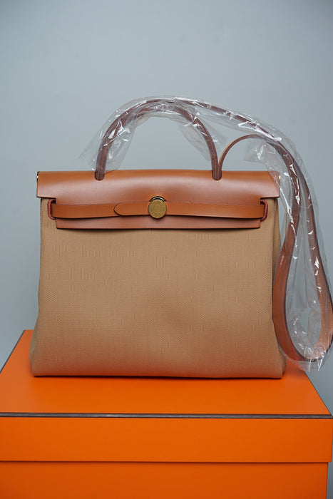 Hermes Herbag 31 in Chai Fauve Ghw (Brand New)– orange porter