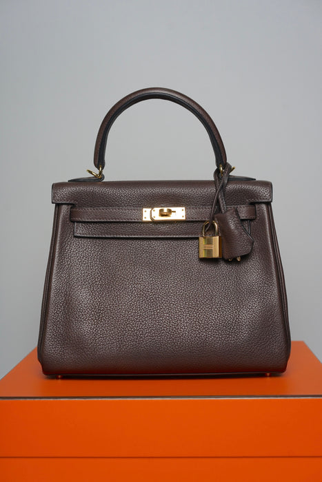 Hermes Kelly 25 in Ebene Barenia Faubourg Ghw (Brand New)