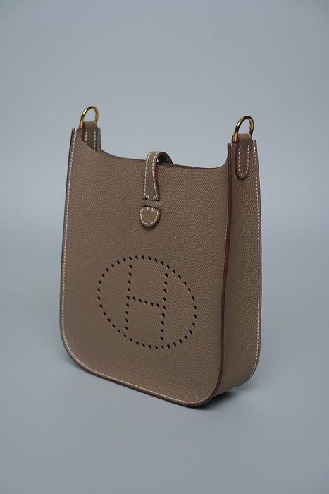 Hermes Mini Evelyne Sellier in Etoupe Ghw (Brand New)