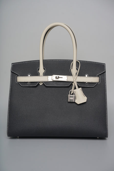 Hermes Birkin 30 Sellier in Black x Craie Epsom Brushed Phw (Brand new)