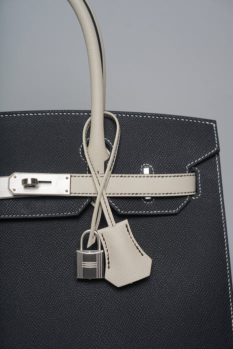 Hermes Birkin 30 Sellier in Black x Craie Epsom Brushed Phw (Brand new)