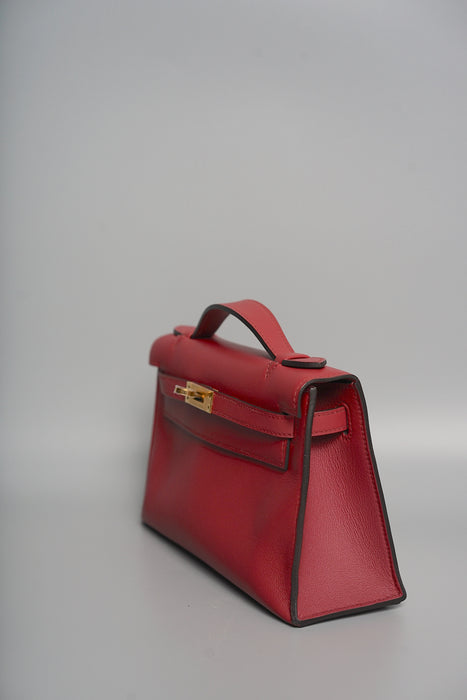 Hermes Kelly Pochette in Rouge Grenat Ghw