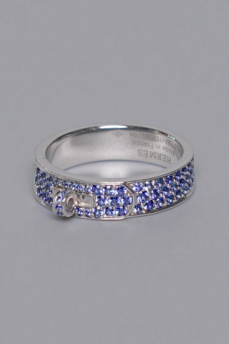 Hermes Kelly Ring in White Gold / Blue Sapphire Size 54