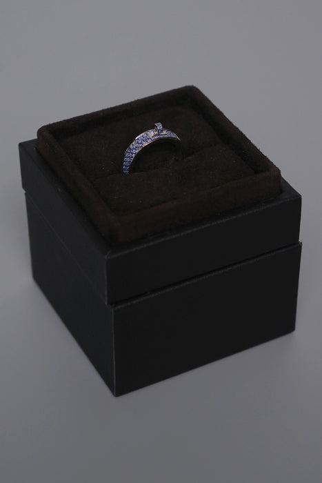 Hermes Kelly Ring in White Gold / Blue Sapphire Size 54