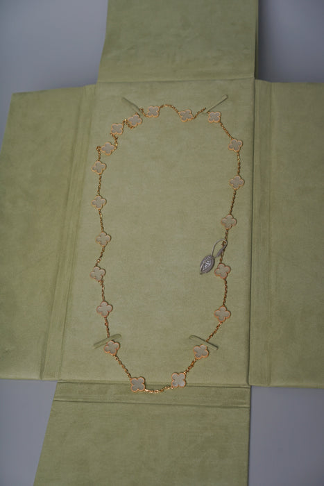 VCA Vintage Alhambra necklace, 20 motifs, White mop, Yellow Gold (Brand New)