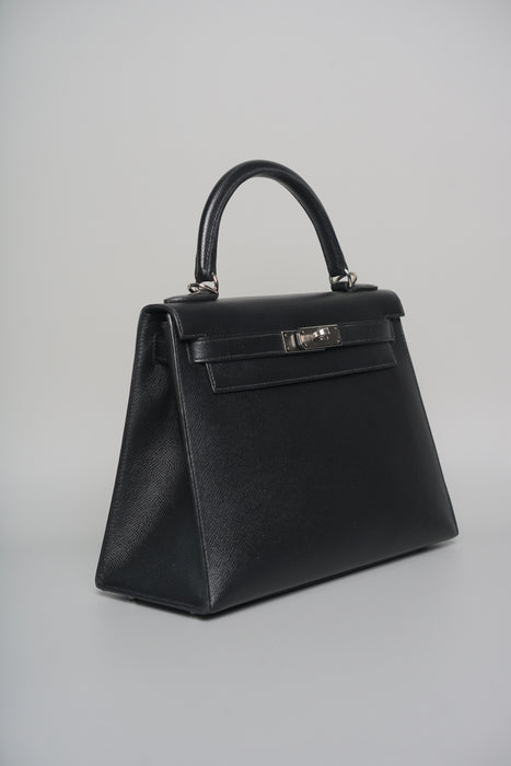 Hermes Kelly 28 in Black Epsom Sellier Phw